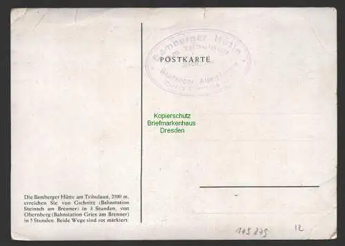 149279 AK Bamberger Hütte am Tribulaun Gschnitz Steinach am Brenner um 1925