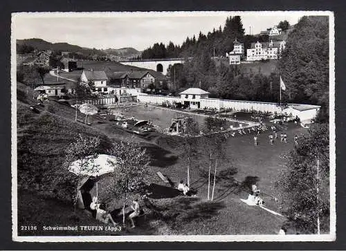 100921 Ansichtskarte Schwimmbad Teuffen App. Fotokarte 1947