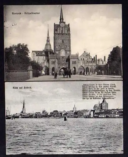100879 2 Ansichtskarte Rostock Hafen 1922 Kröpelinertor 1916 Feldpost