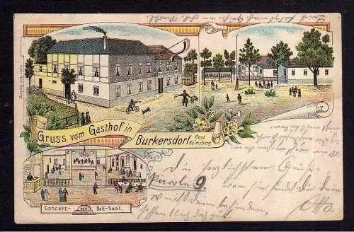 101106 AK Burkersdorf Post Reinsberg Gasthof Litho 1905