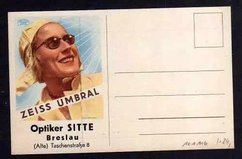 101116 AK Breslau 1943 Reklame Zeiss Umbral Optiker Sitte