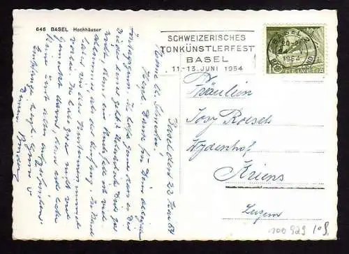 100929 AK Basel Hochhäuser 1954 Werbe-o Schweizerisches Tonkünstlerfest