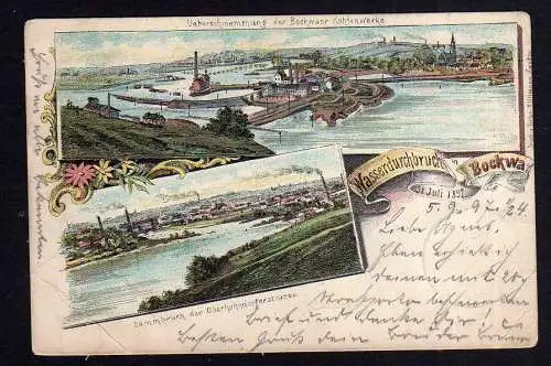 101339 Ansichtskarte Bockwa Zwickau 1897 Litho Überschwemmung der Bockwaer Kohlenwerke