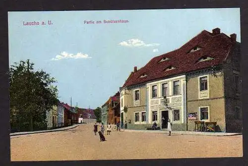 101291 Ansichtskarte Laucha an der Unstrut Partie am Schützenhaus 1918