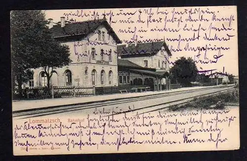 101174 AK Lommatzsch Bahnhof Gleisseite 1903