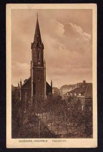 100834 AK Duisburg Hochfeld Pauluskirche 1919