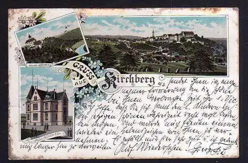 100014 AK Litho Kirchberg Villa Schön Eck 1896 Schloss Hornberg