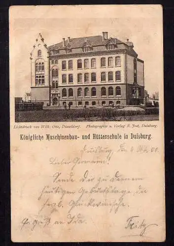100073 Ansichtskarte Duisburg Königliche Maschinenbau und Hüttenschule 1900