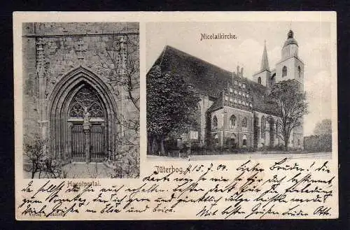 100122 Ansichtskarte Jüterbog Nicolaikirche 1904 Hauptportal