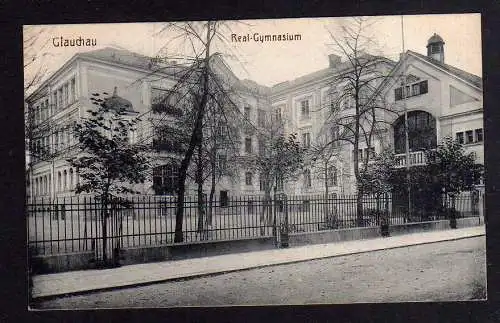 100152 AK Glauchau um 1910 Real Gymnasium Schule