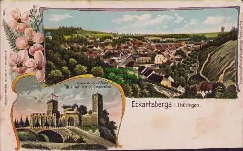 160768 AK Eckartsburg v. Süden Litho um 1910 Eckartsberga i.Thüringen