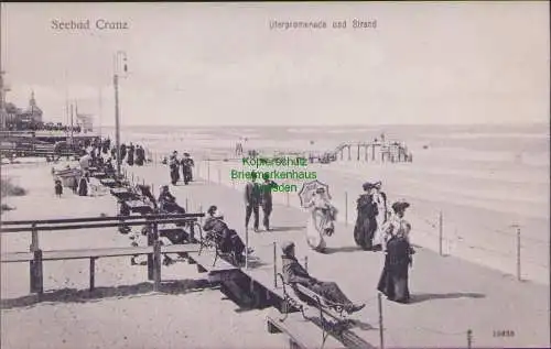 160635 Ansichtskarte Seebad Cranz Uferpromenade und Strand 1907 Ostpreußen