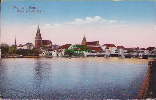 160641 Ansichtskarte Wolin Wollin i. Pom. 1924 Blick auf die Stadt