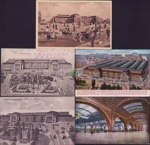 160659 5 Ansichtskarte Leipzig Der neue Hauptbahnhof 1912 - 1917