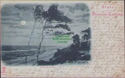 160712 AK Dievenow-Kalkberg 1898 Strandpartie Mondscheinkarte