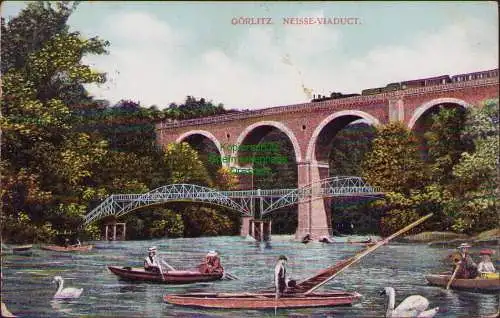 160690 Ansichtskarte GÖRLITZ NEISSE-VIADUCT Gruss vom Sängerfest Görlitz Pfingsten 1910