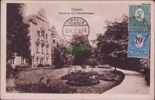 160784 Ansichtskarte Oppeln Partie in den Schloßanlagen 1920