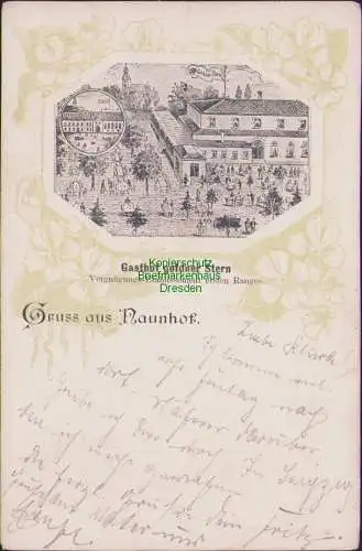 160713 AK Naunhof 1898 Gasthof goldner Stern Vergnügungs-Etablissement 1. Ranges