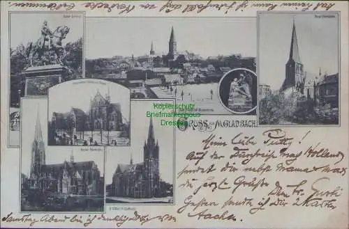 160793 AK  M. Gladbach 1898 Kaiser Denkmal Haupt-Pfarrkirche S. Josephs-Kirche