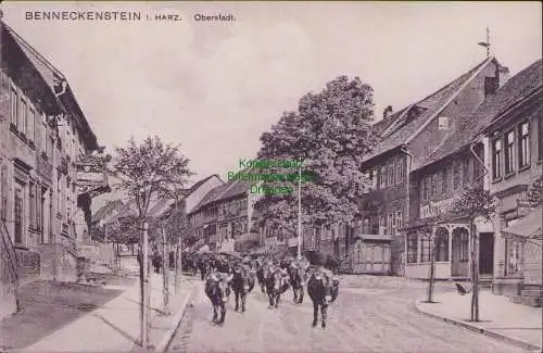 160754 AK Benneckenstein (Harz) Oberstadt 1912 Kühe Viehtrieb Bahnpost