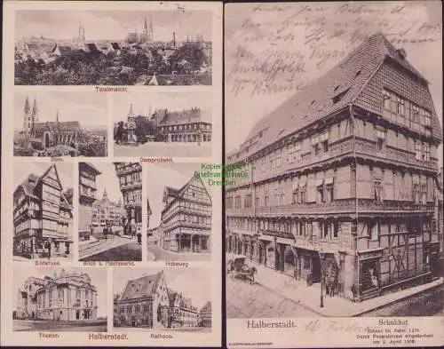 160762 2 Ansichtskarte Halberstadt 1904 Schuhhof Erbaut im Jahre 1579 Durch Feuersbrunst
