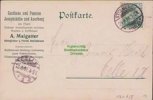 160759 AK Gruss aus dem Harz Josefshöhe auf dem Auerberg 1901 Gasthaus Stengel