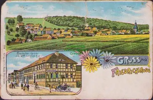 160769 AK Friedrichsrode Litho 1910 Gasthaus Deutscher Kaiser Jnh. Wwe Johanne