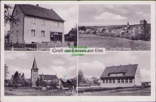 160731 AK Eitzum am Elm Geschäftshaus Werner Kraus Kirche Schule 1962