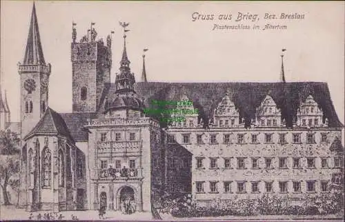 160644 AK Gruss aus Brieg Bez. Breslau 1907 Piastenschloss im Altertum