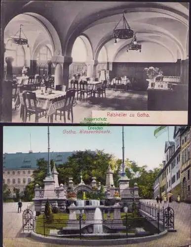 160627 2 AK Ratskeller zu Gotha 1909 Restaurant Gotha Wasserkünste