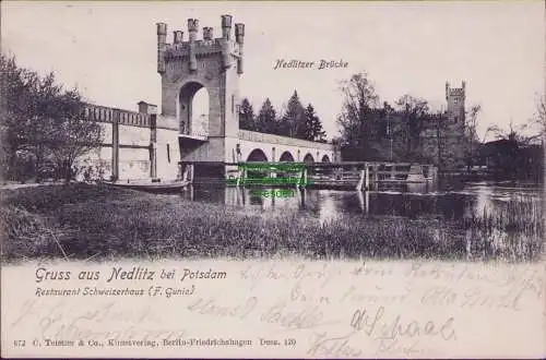 160624 AK Nedlitzer Brücke Nedlitz bei Potsdam 1904 Restaurant Schweizerhaus