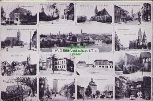 160773 AK Mühlhausen i. T. um 1910  Kilian Kirche Kiliansgraben Friedrichstrasse