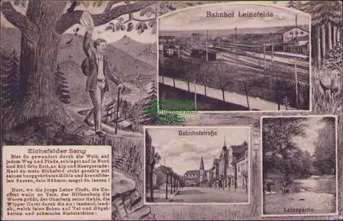 160771 AK Bahnhof Leinefelde Feldpost Nordhausen 1915 Bahnhofstraße Leinepartie