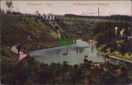 160772 AK Mühlhausen i. Thür. 1909 Goldfischteich im Stadtpark