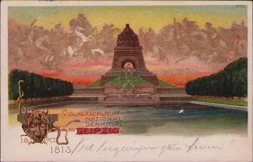 160611 AK Leipzig 1906 Litho VÖLLKERSCHLACHT NATIONAL-DENKMAL 1813