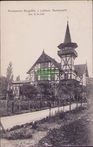160351 AK Restaurant Burglehn i. Lübben Spreewald Bes. E. KLOSE 1910