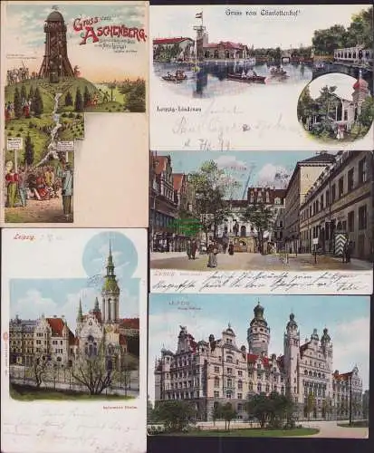 160389 5 AK Leipzig Litho ASCHENBERG Aussichtsturm Naschmarkt 1907 Lindenau
