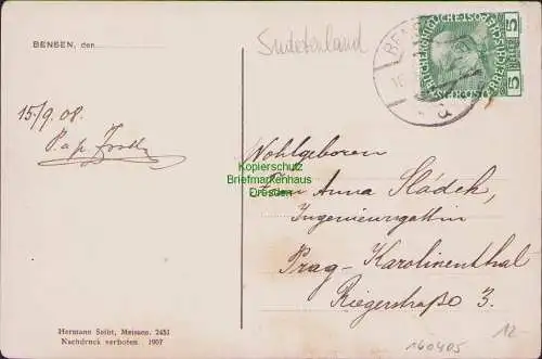 160405 AK Benesov nad Ploucnici Bensen 1907 Partie am Mühlenwehr