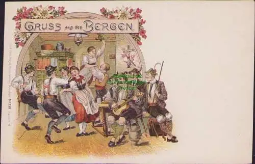 160492 AK Litho GRUSS aus den BERGEN um 1900 Carl Otto Hayd Kunstverlag München