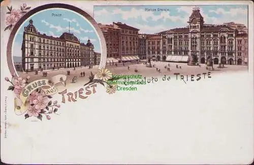 160498 AK GRUSS AUS TRIEST Piazza Grande Un saluto da TRIESTE um 1900