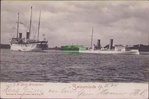 160528 AK Swinemünde 1904 Yacht Hohenzollern Verlag Römmler & Jonas, Dresden