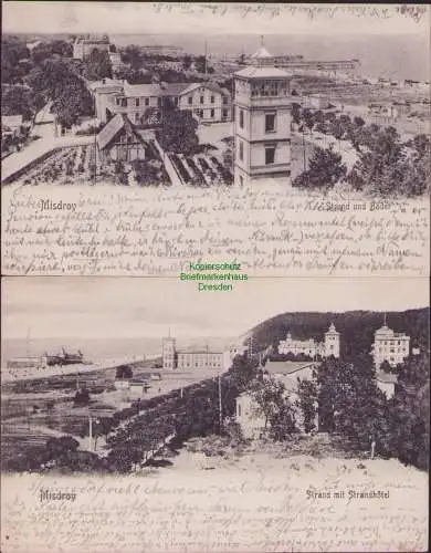 160533 2 Ansichtskarte Misdroy 1906 Strand und Bäder Strandhotel