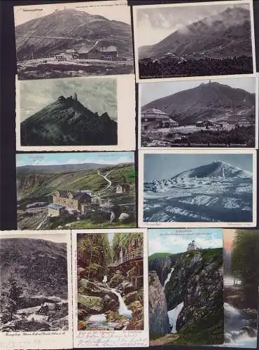 160301 10 Ansichtskarte Riesengebirge Riesenbaude Schneekoppe Elbfallbaude Kleiner Teich