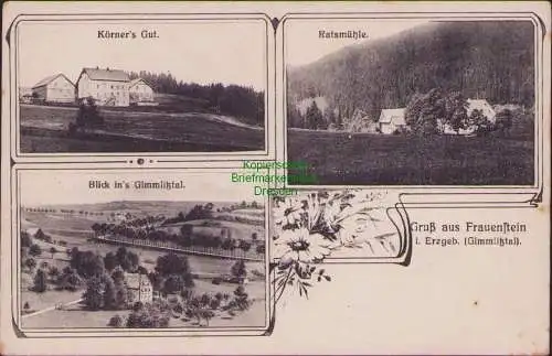 160328 Ansichtskarte Frauenstein i. Erzgeb. Körner's Gut Ratsmühle Gimmlitztal um 1910