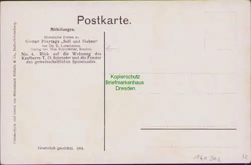 160302 AK Historische Stätten zu Gustav Freytags Soll und Haben Breslau um 1920