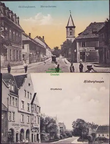 160355 2 AK Hildburghausen Bismarckstrasse 1914 Privileg. Apotheke E.Müller 1908
