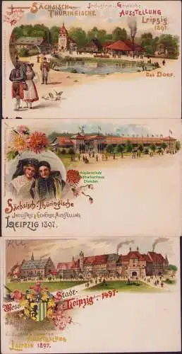 160316 3 Ansichtskarte Leipzig 1897 OFFICIELLE POSTKARTE 10 12 3 Kunstanstalt Louis Glaser