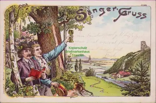 160320 AK Litho Leipzig 1899 Sänger Gruss Verlag: Bruno Bürger & Ottillie Lith.