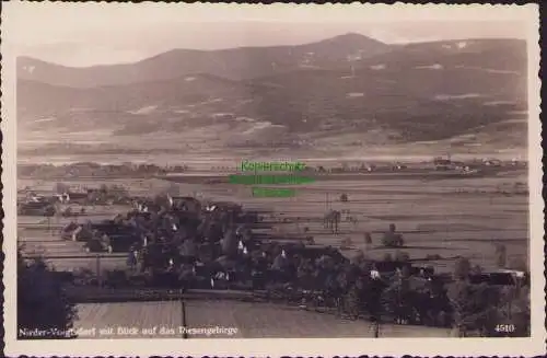 160413 Ansichtskarte Nieder-Voigtsdorf mit Blick auf das Riesengebirge 1940 Feldpost 4510