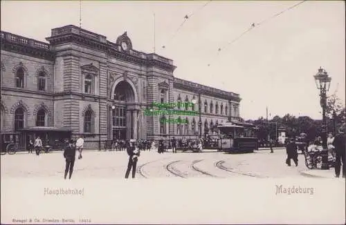 160383 AK Magdeburg um 1900 Hauptbahnhof Stengel & Co. Dresden-Berlin. 18414